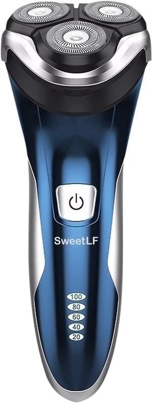 SweetLF 3D Rechargeable Waterproof IPX7 Electric Shaver Wet & Dry Rotary Shavers for Men Electric Shaving Razors with Pop-up Trimmer, Blue