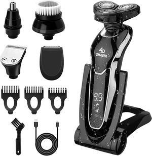Electric Shaver Razor for Men, BestMal 5 in 1 Wet/Dry Electric Shavers Razors for Men, Rechargeable Waterproof Mens Electric Razor with Nose Trimmer Sideburns Hair Trimmer and Face Cleaning Brush