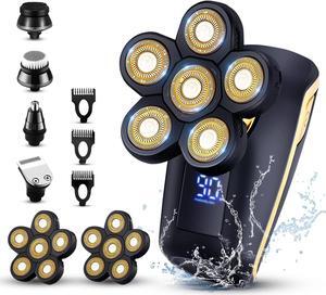 Head Shavers for Men 6D Electric Rotary Shaver Multifunctional Mens Bald Head Shaver Cordless Electric Razor for Men Waterproof Head Shaver Rechargeable Razors for Balding Man