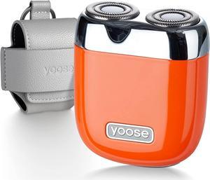 yoose Electric Razor for Men, Mini Rotary Shaver, Alloy Body & Magnetic Head, German Steel Blade, IPX7 Waterproof, Cordless Rechargeable Electric Shaver with Portable Travel Case, Ideal Gift, Orange