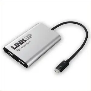 LINKUP [Certified] 2019 Thunderbolt 3 to Dual DisplayPort 1.22X 4K 60Hz/Single 5K 60Hz Adapter Compatible with Mac & WindowsTB3 Aluminum CaseNot for USB-C Ports Without Thunderbolt 3 Logo