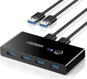 UGREEN USB 3.0 Switch Selector 2 Computers Share 4 USB Ports USB Switcher USB for PC Laptop Keyboard Mouse Printer Scanner One Button Switch Adapter with 2 Pack USB 3.0 Cables UGREEN USB 3.0 Switch Selector 2 Computers Share 4 USB Ports USB Switcher USB for PC Laptop Keyboard Mouse Printer Scanner One Button Switch Adapter with 2 Pack USB 3.0 Cables