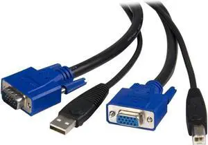 10 ft 2-in-1 Universal USB KVM Cable - 10ft VGA KVM Cable - 10ft USB KVM Cable - 10ft KVM Switch Cable (SVUSB2N1_10),Black