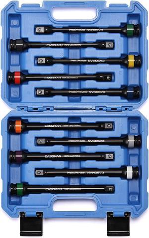 CASOMAN 10 Piece 1/2" Drive 8 Inch Length Color-Coded Torque Extension Bar Set, 65 to 150 Ft-Lbs (90 to 200 Nm), Torque Extension Tool Set