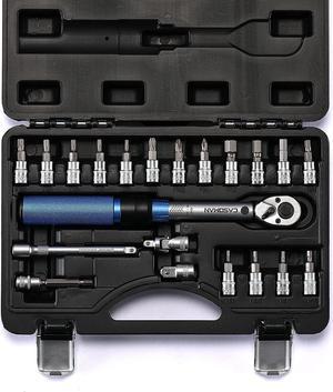 CASOMAN 1/4-inch Drive Click Torque Wrench Set, Dual-Direction Adjustable, 72-Tooth, Torque Wrench with Buckle (20-200IN.LB/ 2.26-22.6Nm)