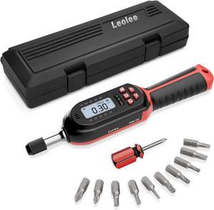 Leolee Digital Torque Screwdriver 2.66-53.1 in-lb/0.3-6 Nm, 1/4Torque Wrench Set, Adjustable Torque Screwdriver with Buzzer/LED Indicator Notification for Bike Repairing, Maintenance and Mounting