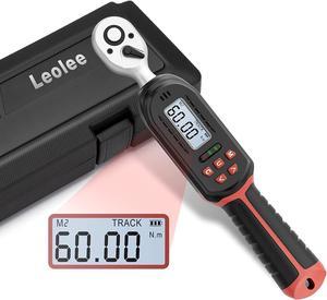 Leolee Digital Torque Wrench 3/8 Inch Drive, 2.2-44.3Ft-lb/3-60Nm, Dual-Direction Electronic Torque Wrench with ±2% Torque Accuracy, Preset Value, Buzzer, LED Flash Notification for Bike Motorcycle