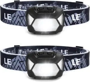 320015 Battery Powered Headlamp - 1300Lux Super Bright LED Head Lamp with Red Light IPX4 Waterproof Headlights for Outdoor Camping Hiking Hunting Power Outages Emergency Hurricane 2 Pack