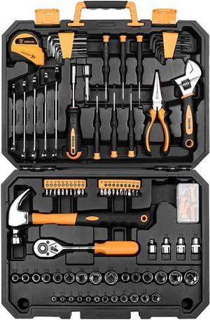 DEKOPRO 128 Pieces Tool Set-General Household Hand Tool Kit, Auto Repair Tool Set, with Plastic Toolbox Storage Case (128PCS)