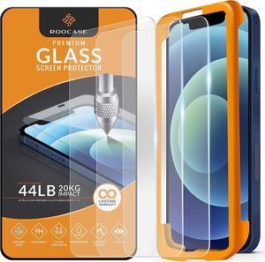 rooCase Glass Screen Protector for Apple iPhone 12 / iPhone 12 Pro, (6.1 Inch), Case Friendly Tempered Glass Front Cover Protection with Alignment Frame, Pack of 3