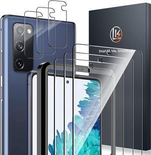 LK 6 Pack 3 Pack Screen Protector & 3 Pack Camera Lens Protector for Samsung Galaxy S20 FE 5G 6.5-inch, Tempered Glass, Easy Frame Installation, Support Fingerprint Reader, Case Friendly
