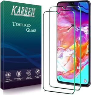 [2 Pack] KAREEN Tempered Glass for Samsung Galaxy A70 Screen Protector, Supports Fingerprint Reader, Bubble Free, Anti Scratch, Case Friendly, 9H Hardness