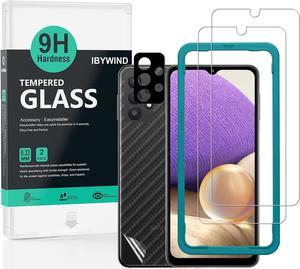 IBYWIND Screen Protector For SamSung Galaxy A32 5G65 Incheswith 2Pcs Tempered Glass1Pc Camera Lens Protector1Pc Backing Carbon Fiber FilmFingerprint ReaderEasy to install