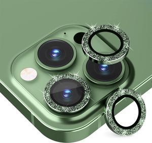 Suoman 3Pack for iPhone 13 Pro 61 inch  13 Pro Max 67 inch Camera Lens Protector with iPhone 13 Pro MaxiPhone 13 Pro Glitter Diamonds Camera Cover Circle Tempered Glass  Green