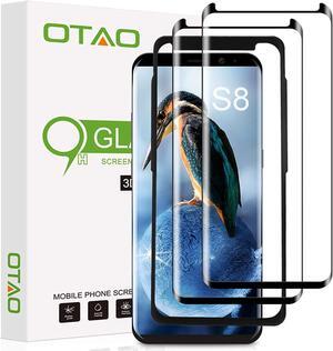 OTAO Galaxy S8 Screen Protector Tempered Glass (2 Pack), 3D Curved Dot Matrix Glass Screen Protector for Samsung Galaxy S 8 with Installation Tray [Case Friendly]