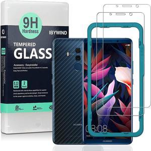 Ibywind Screen Protector for Huawei Mate 10 Pro Pack of 2 9H Tempered Glass Protector with Back Carbon Fiber Skin ProtectorIncluding Easy Install Kit