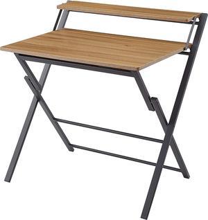 Ball & Cast Folding Computer Desk Foldable Laptop Table 2 Tiers, 32" W, Natural