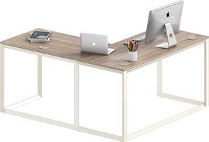 SHW L-Shaped Computer Desk Style Triangle-Leg Frame for Home/Office