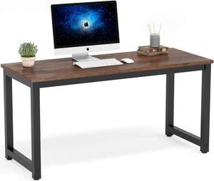Tribesigns Computer Desk, 55 inch Large Office Desk Computer Table Study Writing Desk Workstation for Home Office, Rustic Brown