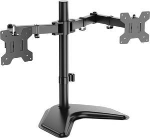 WALI Dual Monitor Stand, Free Standing Desk Mount for 2 Monitors up to 27 inch, 22 lbs. Weight Capacity per Arm, Fully Adjustable with Max VESA 100x100mm (MF002), Black