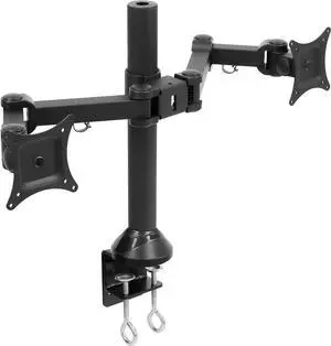 Mount-It! Dual Monitor Mount | Double Monitor Desk Stand | Fits 2 Computer Screens 19 20 21 22 23 24 27 Inches | C-Clamp and Grommet Base | Heavy Duty Full Motion Arms | VESA 75 100 Compatible