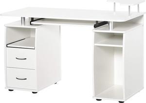 HOMCOM Computer Desk with Keyboard Tray, CPU Stand, Writing Desk with Drawers, Workstation for Home Office, White