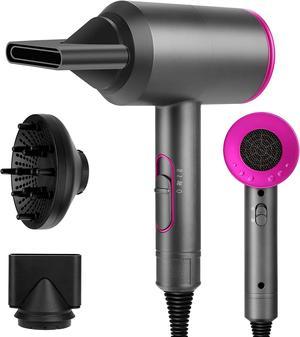 Lostrain Hair Dryer, 1800W Blow Dryer Negative Ion Professional Quick Drying Powerful Hairdryer with Diffuser, Nozzles Attachment 3 Heat & Cool Setting Blowdryer for Women Home & Travel