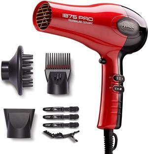 Kiss 1875W Ceramic Tourmaline Hair Dryer With 7 Attachments, Red