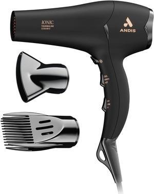 Andis 80750 1875-Watt Tourmaline Ceramic Ionic Salon Hair Dryer with Diffuser, Fast Dry Low Noise Blow Dryer, Travel Hairdryer for Normal & Curly Hair, Soft Grip, Black