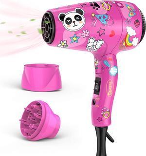 Deogra 1000W Foldable Kids Hair Dryer with ALCI Plug Compact Handle Blow Dryer with Concentrator and Diffuser Nozzle Dual Voltage for Home Use/Travel