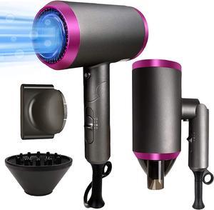 Hair Dryer 1800w Professional Blow Dryer Ionic 3 Heating with Diffuser Concentrator Nozzles Portable Blow Dryer for Home Salon Travel