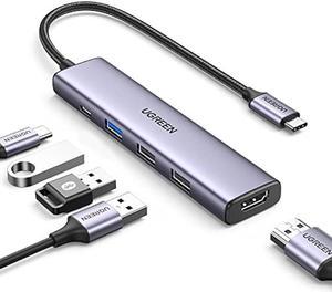 UGREEN Revodok USB C Hub, 5-in-1 USB C Adapter with 4K , 100W Power Delivery, 3 USB A Data Ports, Multiport USB Hub for MacBook Pro/Air, iPad Pro, iMac, Surface, XPS, Thinkpad, Galaxy, and More