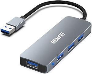 BENFEI USB 3.0 Hub 4-Port, Ultra-Slim USB 3.0 Hub Compatible for MacBook, Mac Pro, Mac Mini, iMac, Surface Pro, XPS, PC, Flash Drive, Mobile HDD