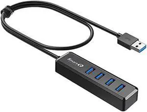 SmartQ H302S USB 3.0 Hub, 4-Port USB Expander with 2ft Long Cable, High-Speed Data Transfer, Compatible with Laptop, PC, Mac, Printer, External HDD