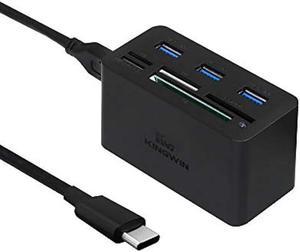 Kingwin USB C Hub Adapter w/Card Reader Write & USB 3.0 HUB - Thunderbolt 3 Supports High Speed SD MS Micro M2 CF for MacBook, Laptop, Desktop Type-c