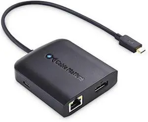 Cable Matters USB C Hub DisplayPort 100W, 4K@240Hz (USBC DisplayPort 1.4 Hub), 480Mbps Ethernet, 2X USB, 100W Host Charging in Black - Thunderbolt 4 / Thunderbolt 3 Port Compatible for MacBook Pro