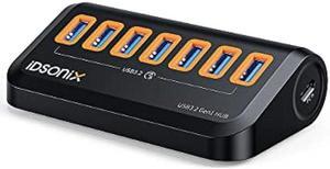 USB Hub 3.0[5Gbps Stable Transfer], iDsonix 7 Ports USB Hub 3.2ft 90° Connector, USB Splitter Extra USB Ports for Laptops,Surface,Xbox,iMac,MacBook,PS5/PS4,Flash Drive,Keyborad,Mouse,Printer