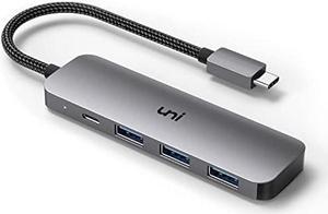 uni USB C Hub with 100W PD Power Delivery, [Slim, Aluminum, Nylon] 4-in-1 Type c with High-Speed 3-Ports USB 3.0, Compatible with MacBook Pro/ Air, iPad Pro, XPS, Surface Book etc.