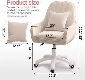 Home Office Chair Computer Chair with Mid-Back Upholstered Modern Tufted Computer Task Chair Swivel Height Adjustable Velvet Accent Chair.