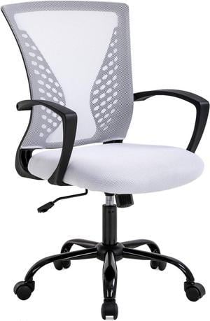 Office Chair Ergonomic Desk Chair Mesh Computer Chair with Lumbar Support Armrest Mid Back Rolling Swivel Adjustable Task Chair (White)