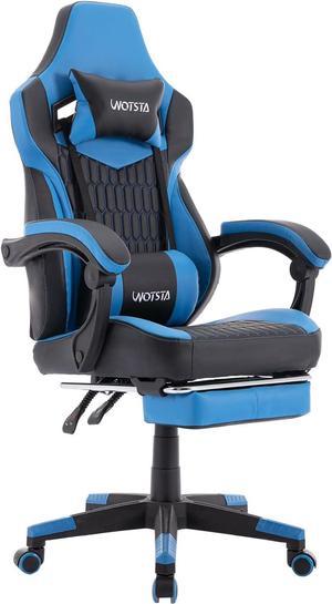 WOTSTA Gaming Chair Ergonomic Pc Computer Chair with Footrest High Back Gaming Chair with Massage Lumbar Support Big and Tall Racing Gaming Chair for AdultsBlue