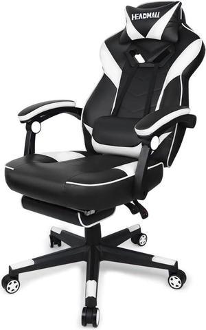 HEADMALL Gaming Chair with Footrest Blue