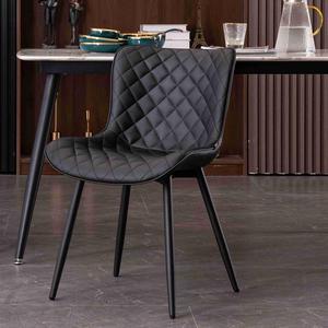 YOUTASTE Black Dining Room Chairs Set of 2 Faux Leather Kitchen Dining Chairs Diamond Upholstered Modern Vanity Lounge Chairs with Back for Bedroom Living Room Counter Restaurant