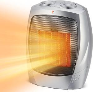 Portable Ceramic Space Heater for Bedroom/Office/Home, 1500W with 3 Settings, Adjustable Thermostat and Quiet Operation - Indoor Use