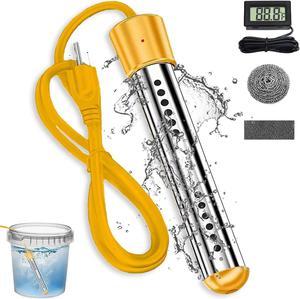 Lakkzoom Portable Immersion Water Heater,Electric pool water heater for Above Ground Pool Bathtub,Anti-scalding Bucket Heater Camping water heater Heat 5 Gallons of Water in Minutes(yellow)