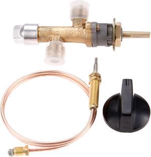 Aupoko Low Pressure Propane Gas Fireplace Fire Pit Gas Control Cock Valve with Thermocouple and Knob Switch, with Flare Thread 5/8-18UNF Inlet & Outlet, Fits for Gas Grill, Heater, Fire Pit