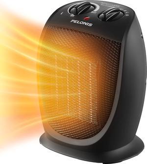 PELONIS PHTA1ABB Portable, 1500W/900W, Quiet Cooling & Heating Mode Space Heater for All Season, Tip Over & Overheat Protection,for Home, Office Personal Use, Black, 7 x 5.82 x 8.54 inches