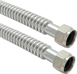 TT FLEX Stainless Steel Corrugated Water Heater Connector Flexible for Water Heater Water Softener,1" FIP x 1" FIP, 0.7" ID x 24" Length (2 Pack)