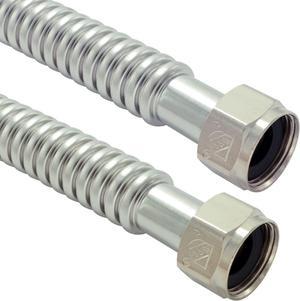 TT FLEX Stainless Steel Corrugated Water Heater Connector Flexible for Water Heater Water Softener,1" FIP x 1" FIP, 0.92" ID x 24" Length (2 Pack)