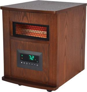 LIFESMART 6 Element Large Room Infrared Quartz Heater with Wood Cabinet and Remote